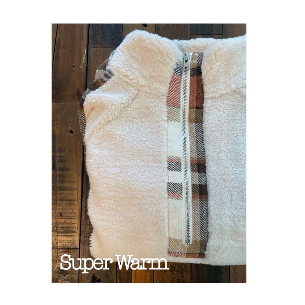 ON SALE! Ivory & Plaid Faux Fur Jacket - Picture 10 of 12